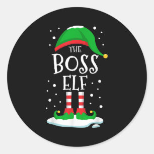 The Boss Elf Christmas Family Matching Xmas Group Classic Round Sticker