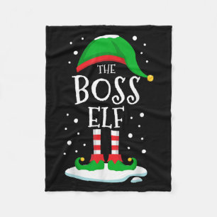 The Boss Elf Christmas Family Matching Xmas Group Fleece Blanket