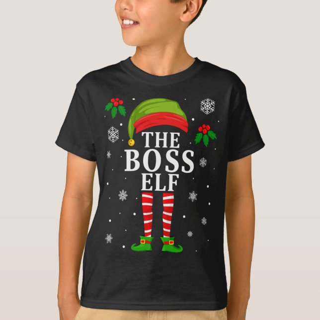 The Boss Elf Family Matching Christmas Pajama T-Shirt (Front)