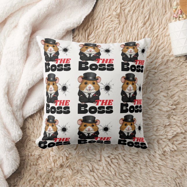 The Boss Hamster Kawaii Print  Cushion (Blanket)