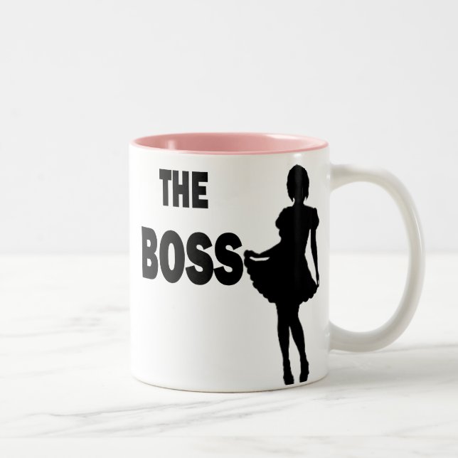 The Boss < is female > dual side Two-Tone Coffee Mug (Right)