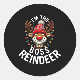The Boss Reindeer Family Matching Group Christmas Classic Round Sticker