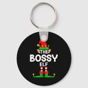 The Bossy Elf Family Christmas Pajama Party  Key Ring