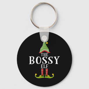 The Bossy Elf Funny Matching Pajama Xmas Key Ring