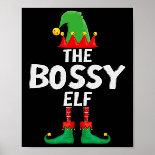 The Bossy Elf Matching Family Christmas Poster