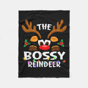 The Bossy Reindeer Christmas Men Women  Fleece Blanket