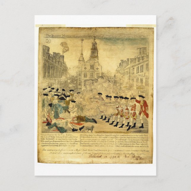 The Boston Massacre by Paul Revere Postcard (Front)