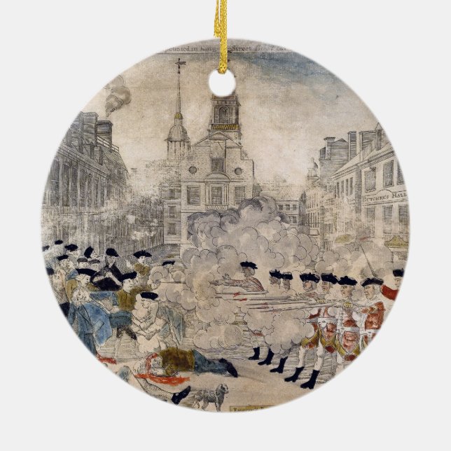 The Boston Massacre Paul Revere King Street  Ceramic Tree Decoration (Back)