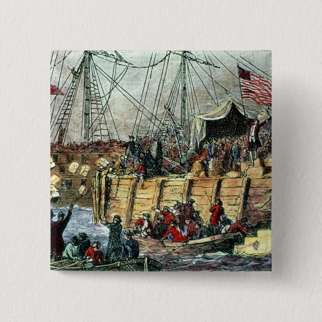 The Boston Tea Party, 16th December 1773 15 Cm Square Badge (Front)
