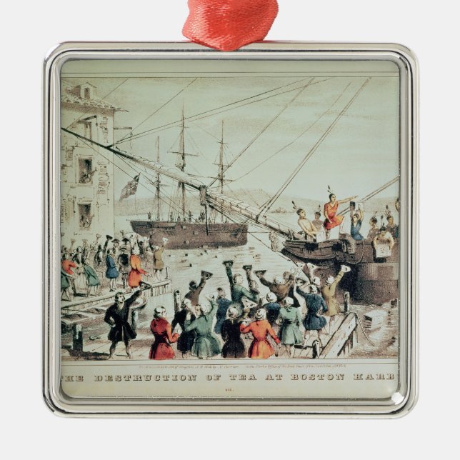 The Boston Tea Party, 1846 Metal Tree Decoration (Front)