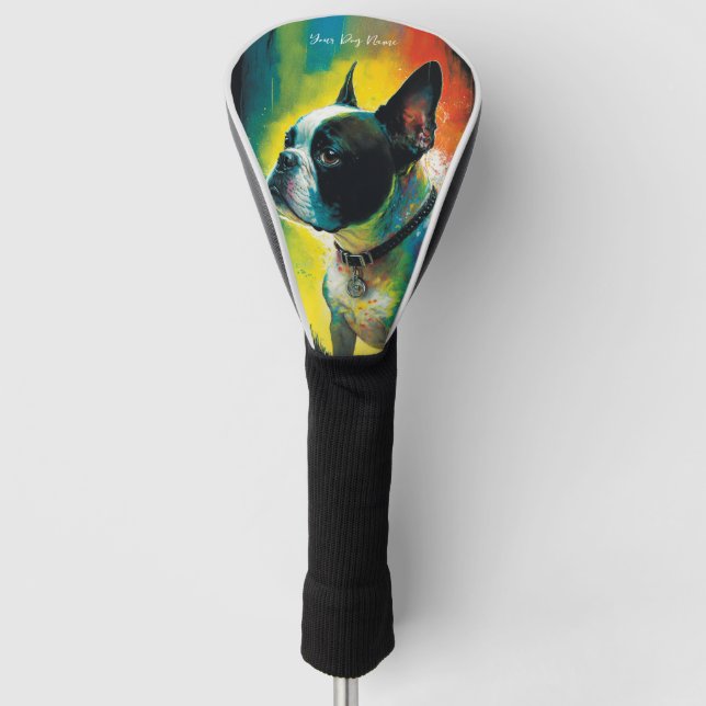The Boston Terrier Dog - Composition 010 Golf Head Cover (Front)