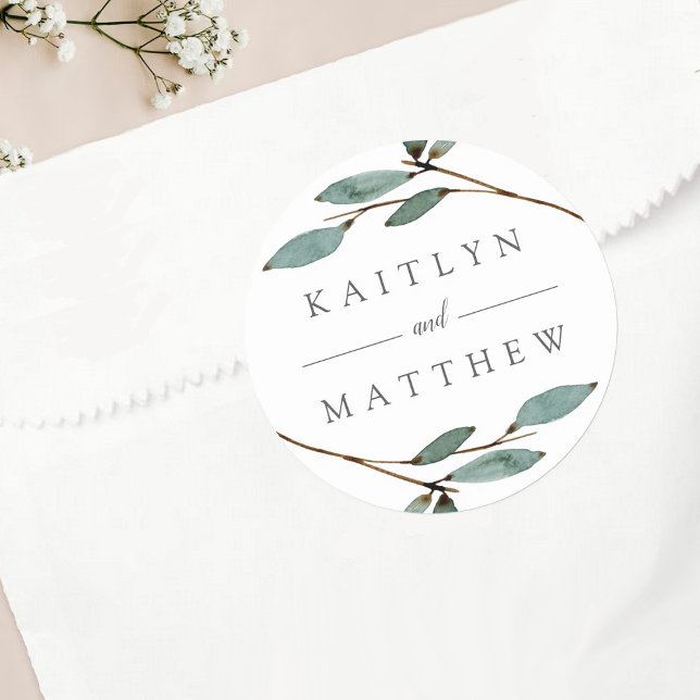 The Botanical Bliss Wedding Collection Classic Round Sticker (Creator Uploaded)