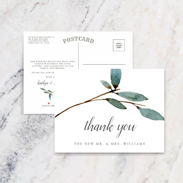 The Botanical Bliss Wedding Collection Thank You Announcement Postcard (Creator Uploaded)