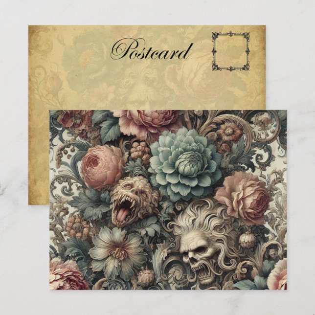 The Botanist’s Curse – Gothic Victorian Floral  Holiday Postcard (Front/Back)