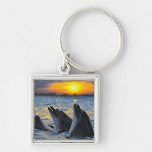 The bottle-nosed dolphins in sunset light key ring