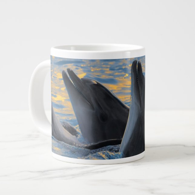 The bottle-nosed dolphins in sunset light large coffee mug (Front Left)