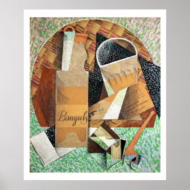 The Bottle of Banyuls, 1914 (gouache & collage) Poster (Front)
