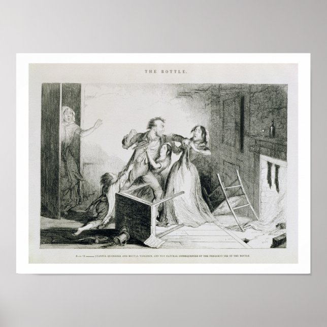 The Bottle, Plate VI, Fearful quarrels and brutal Poster (Front)