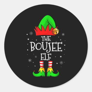 The Boujee Elf Group Matching Family Christmas Xma Classic Round Sticker