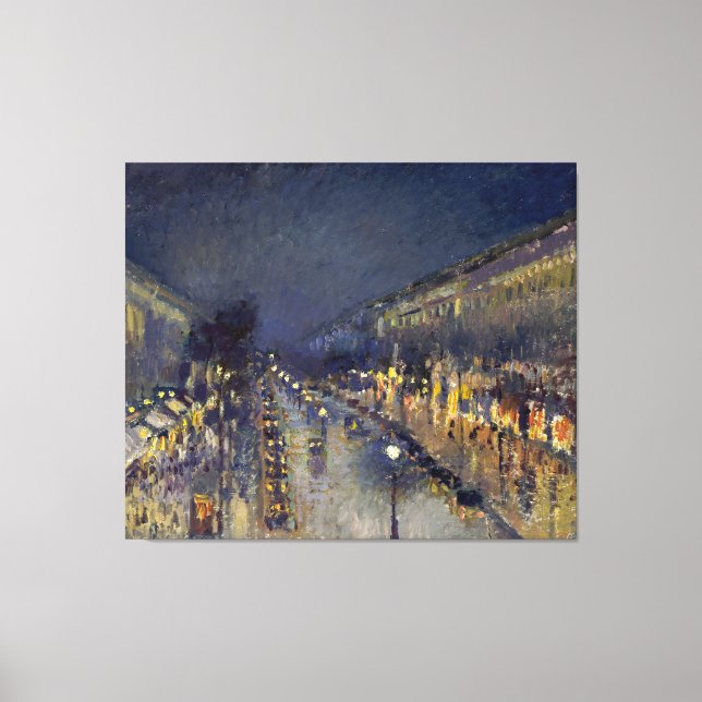 The Boulevard Montmartre at Night Pissarro  Canvas Print (Front)