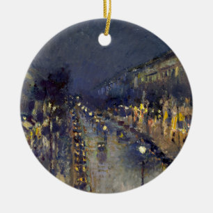 The Boulevard Montmartre at Night Pissarro Ceramic Tree Decoration