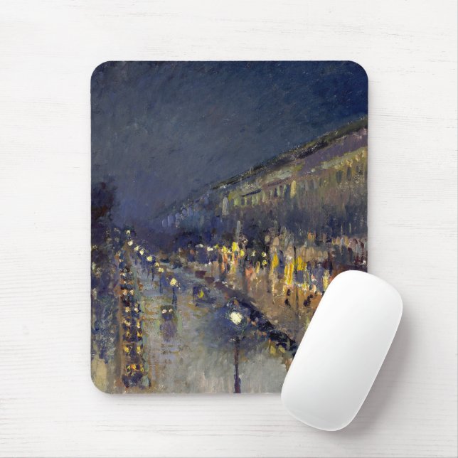 The Boulevard Montmartre at Night Pissarro  Mouse Mat (With Mouse)