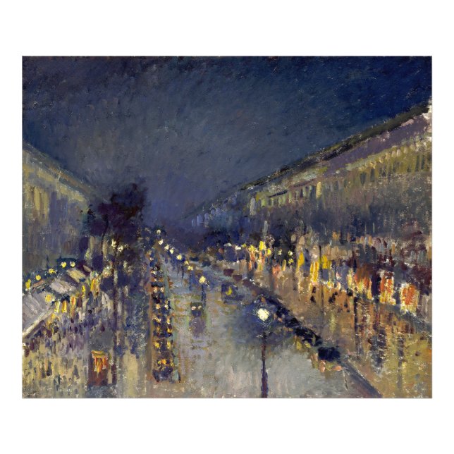 The Boulevard Montmartre at Night Pissarro  Photo Print (Front)