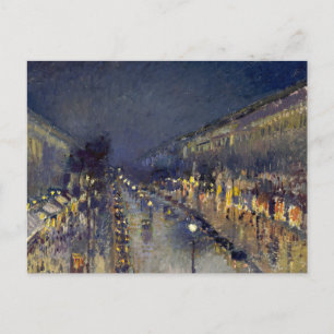 The Boulevard Montmartre at Night Pissarro Postcard