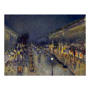 The Boulevard Montmartre at Night Pissarro Poster