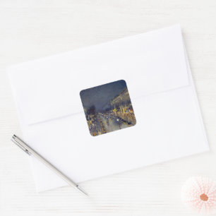 The Boulevard Montmartre at Night Pissarro Square Sticker