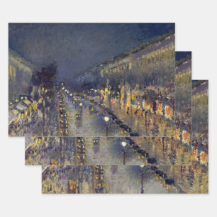 The Boulevard Montmartre at Night Pissarro Wrapping Paper Sheet