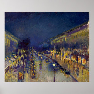 The Boulevard Montmartre at Night Poster