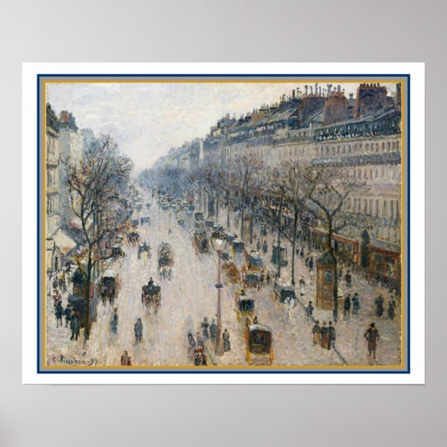 "The Boulevard Montmartre" by Camille Pissarro Poster (Front)