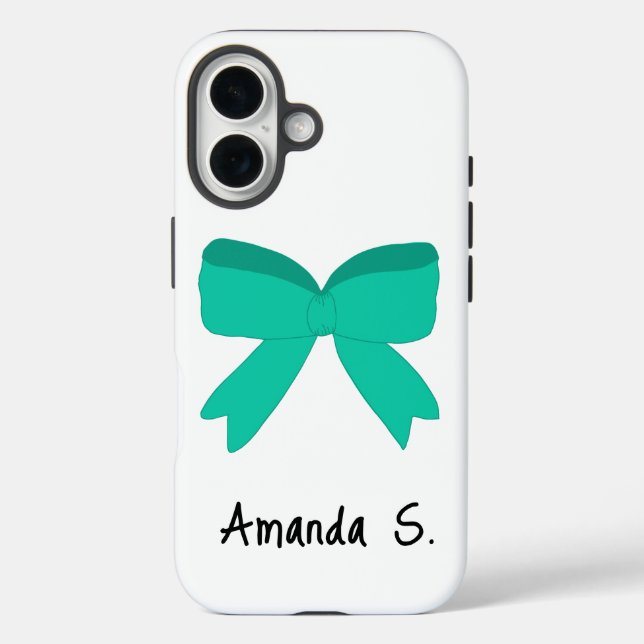 The Bow Phone Case w/ Your Name, turquoise (Back)