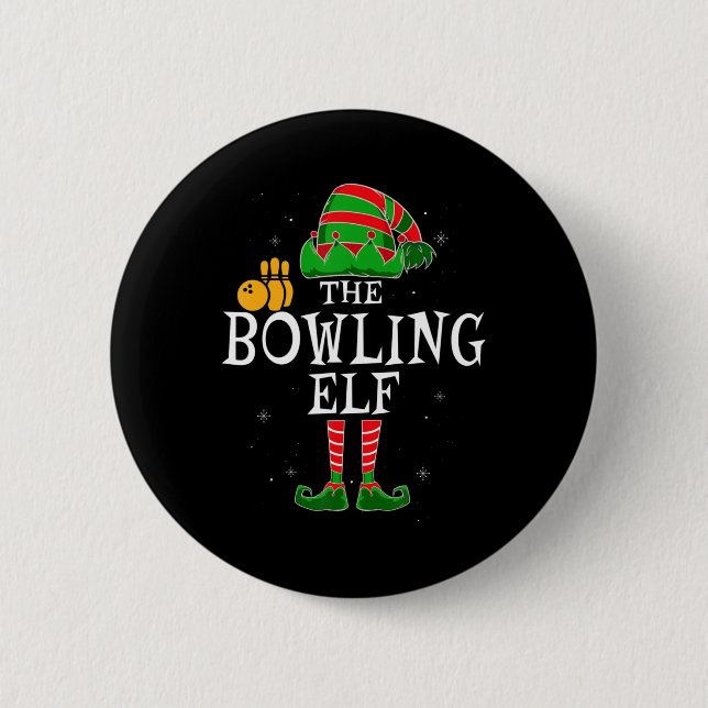 The Bowling Elf Group Matching Family Christmas Bo 6 Cm Round Badge (Front)