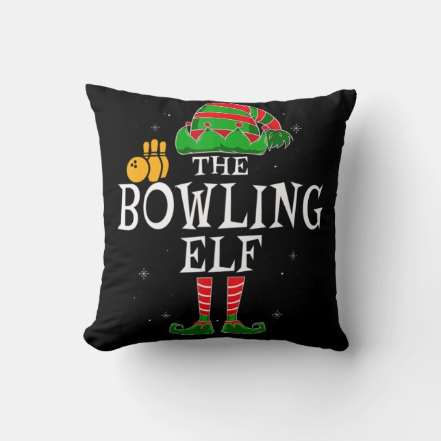 The Bowling Elf Group Matching Family Christmas Bo Cushion (Front)