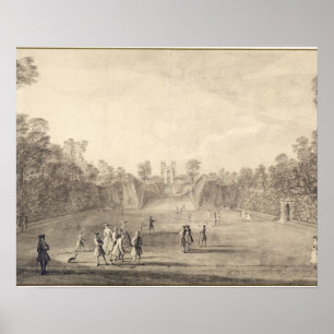 The Bowling Green at Claremont, 1738 (engraving) Poster