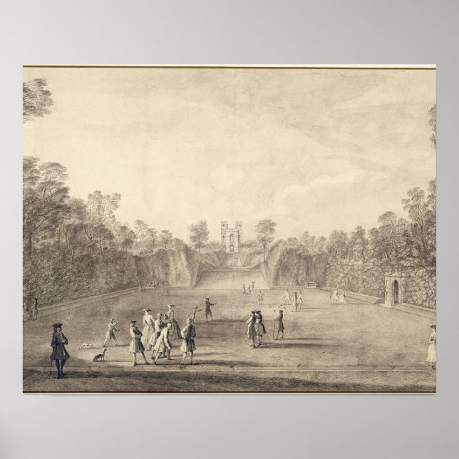 The Bowling Green at Claremont, 1738 (engraving) Poster (Front)