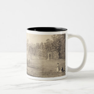 The Bowling Green at Claremont, 1738 (engraving) Two-Tone Coffee Mug