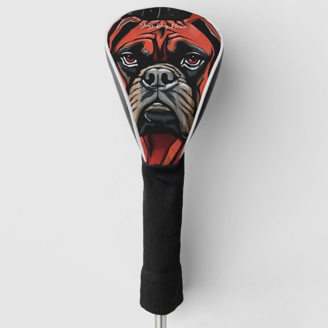 The Boxer Dog, Red and Black 002 - Ulises Dallaire Golf Head Cover (Front)