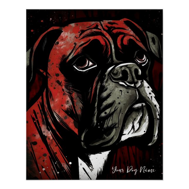 The Boxer Dog, Red and Black 004 - Ulises Dallaire Poster (Front)