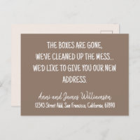 THE BOXES ARE GONE, WE'VE CLEANED UP MESS MOVING