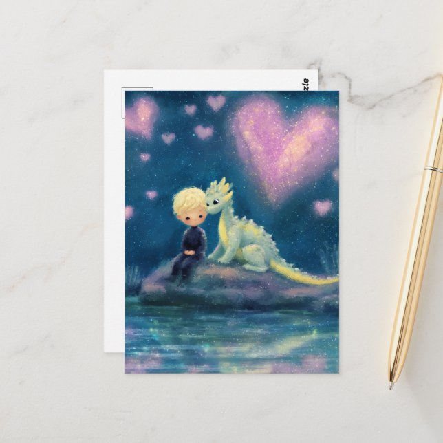 The Boy and His Dragon Postcard (Front/Back In Situ)