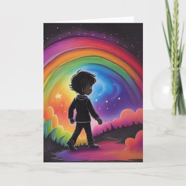 The Boy and the Rainbow Gay Greetings Card (Front)