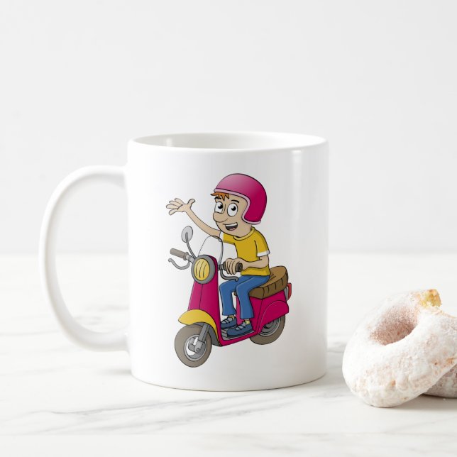 The boy on the scooter coffee mug (With Donut)