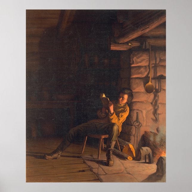 The Boyhood of Lincoln An evening in the log hut Poster (Front)