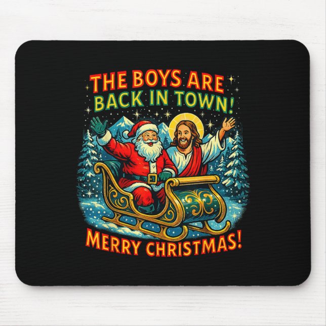 The Boys Are Back In Town Merry Christmas Design  Mouse Mat (Front)