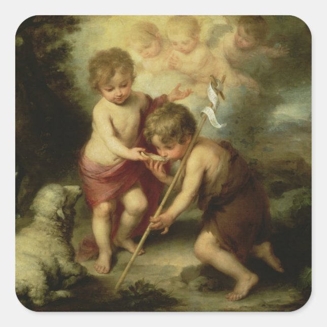 The Boys with the Shell, c.1670 Square Sticker (Front)