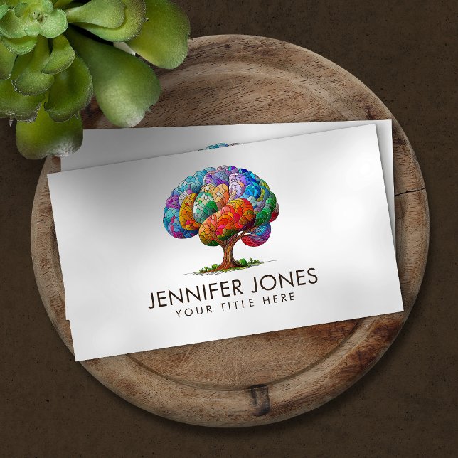 The Brain Tree Colourful Mosaic  Business Card (Creator Uploaded)