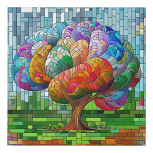 The Brain Tree Colourful Mosaic  Faux Canvas Print